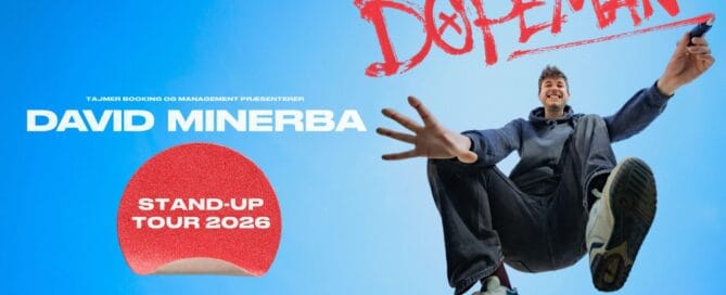 David Minerba, også kendt som "Dopeman", er klar med sit nye stand-up-show af samme navn. På Teaterbygningen i Køge 28. februar 2026 kl. 18.30 og 21.00