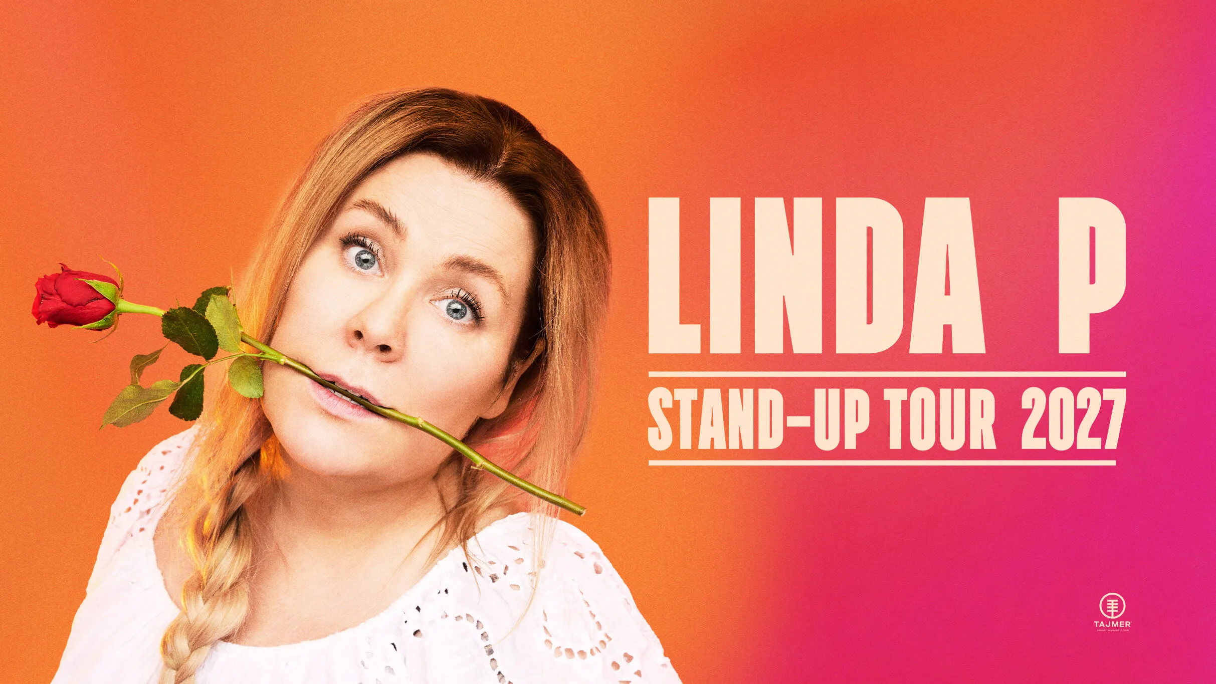 Linda P Stand-up Tour 2027 giver dig muligheden for at opleve Linda P live – præcis som hun er - på Teaterbygningen i Køge 28. januar 2027